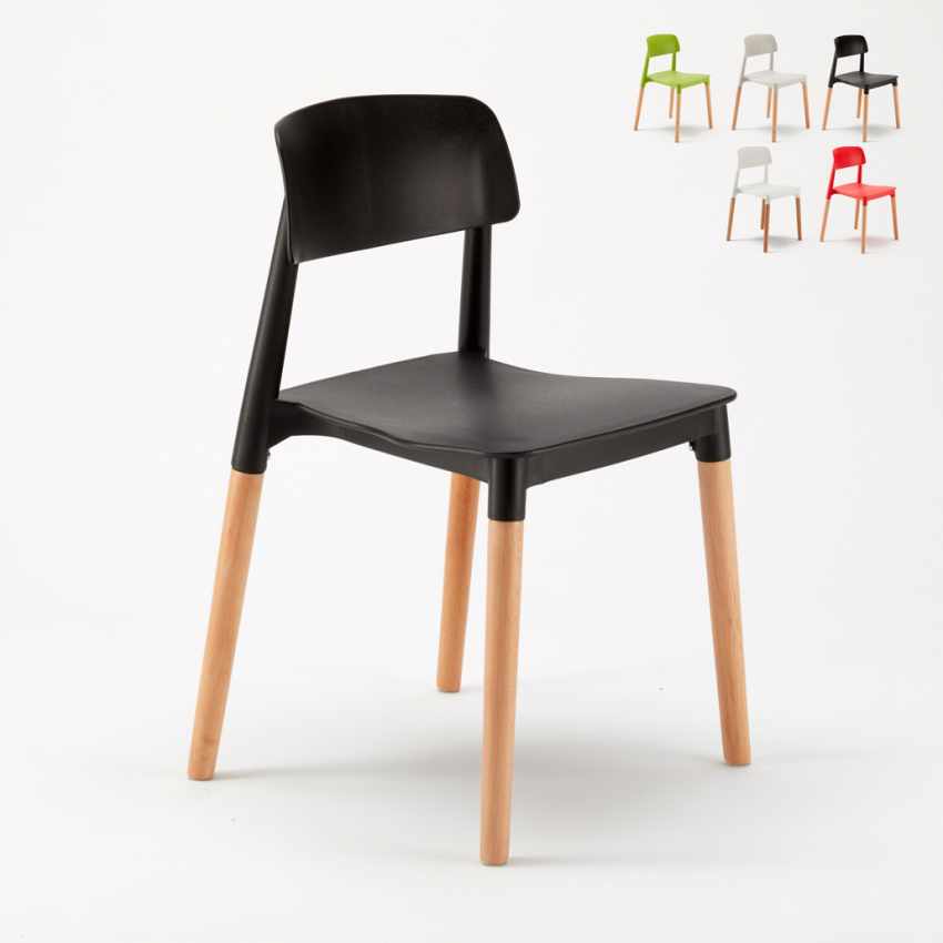 Sedie per Cucina e Bar Polipropilene e Legno Design Moderno Barcellona Sedie per Cucina e Bar Polipropilene e Legno Design Moderno Barcellona