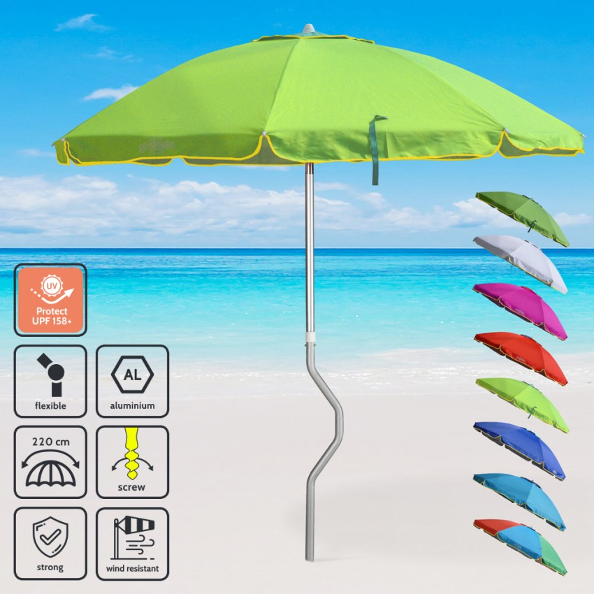Ombrellone mare GiraFacile 220 Cm alluminio Protezione uv spiaggia pesca Eolo - Foto 22 di 41