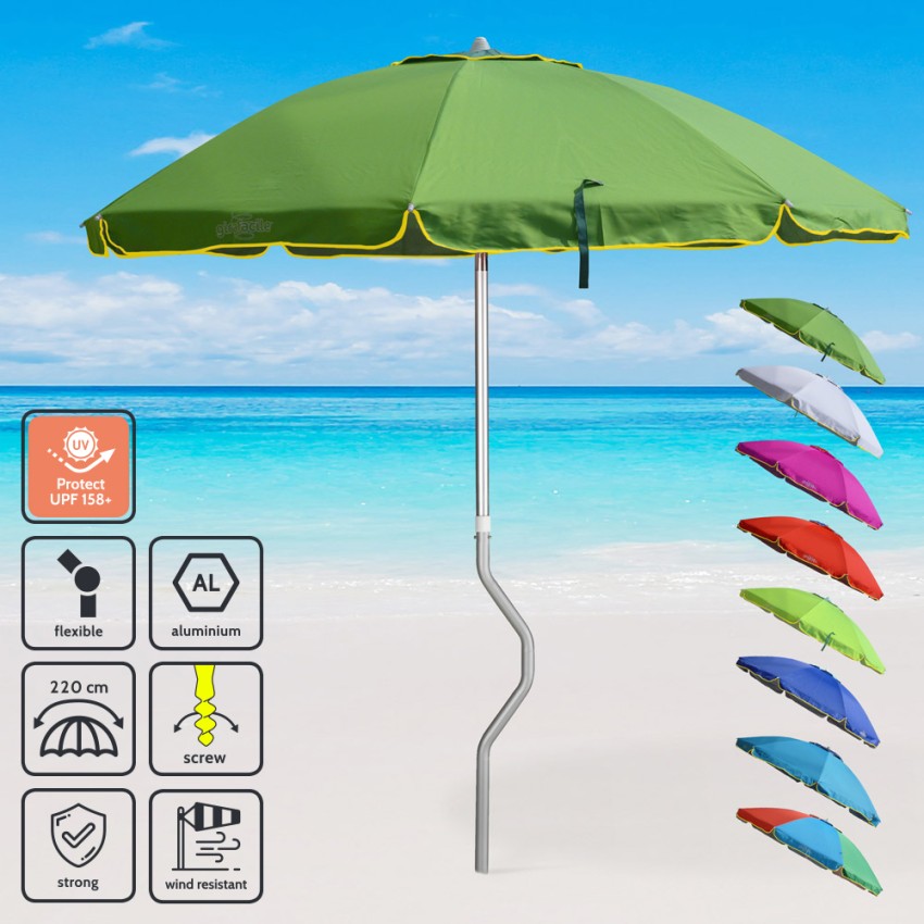 Ombrellone mare GiraFacile 220 Cm alluminio Protezione uv spiaggia pesca Eolo - Foto 37 di 41