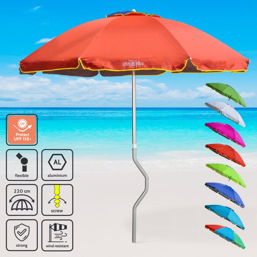 Ombrellone mare GiraFacile 220 Cm alluminio Protezione uv spiaggia pesca Eolo - Foto 7 di 41