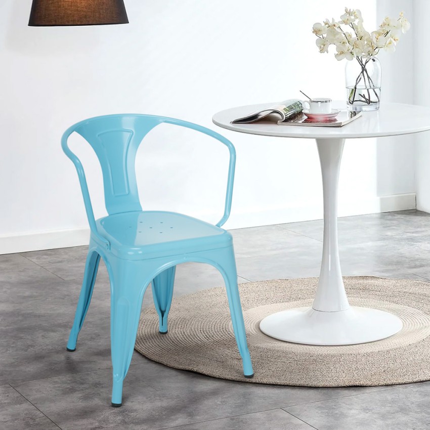 sedie industrial con braccioli acciaio per cucina e bar steel arm - Foto 3 di 49
