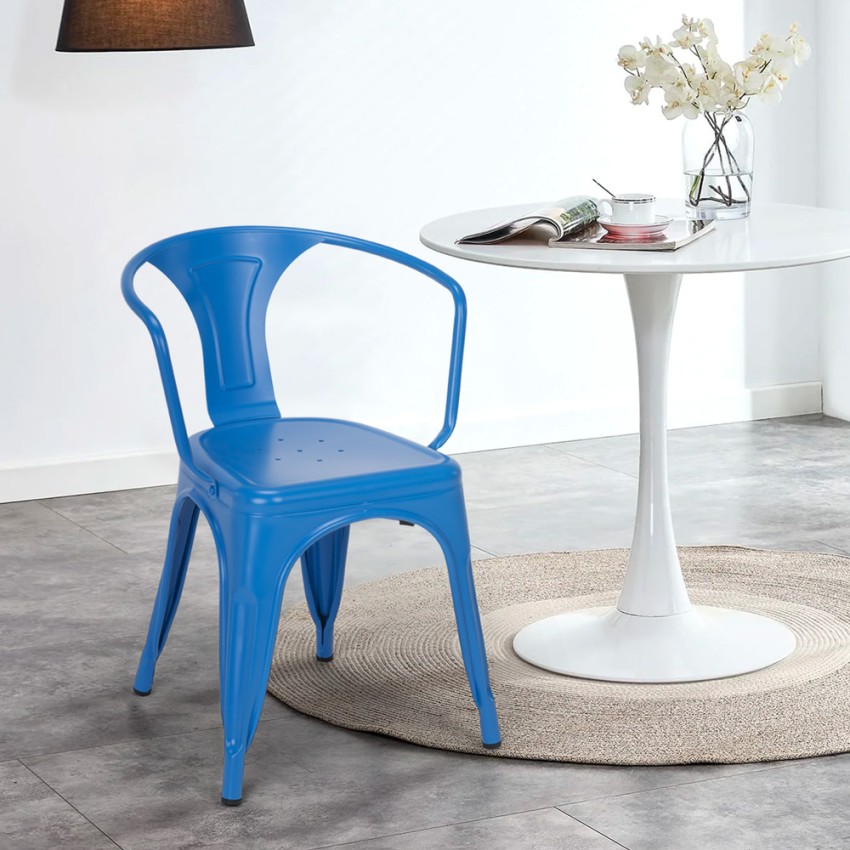 sedie industrial con braccioli acciaio per cucina e bar steel arm - Foto 11 di 49