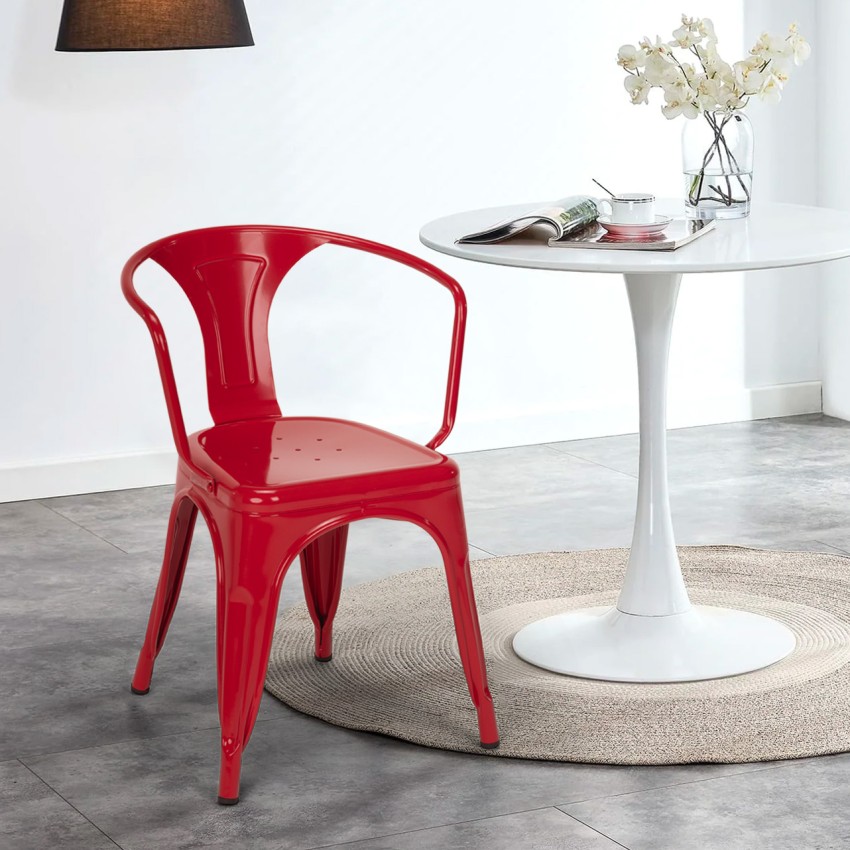 sedie industrial con braccioli acciaio per cucina e bar steel arm - Foto 27 di 49