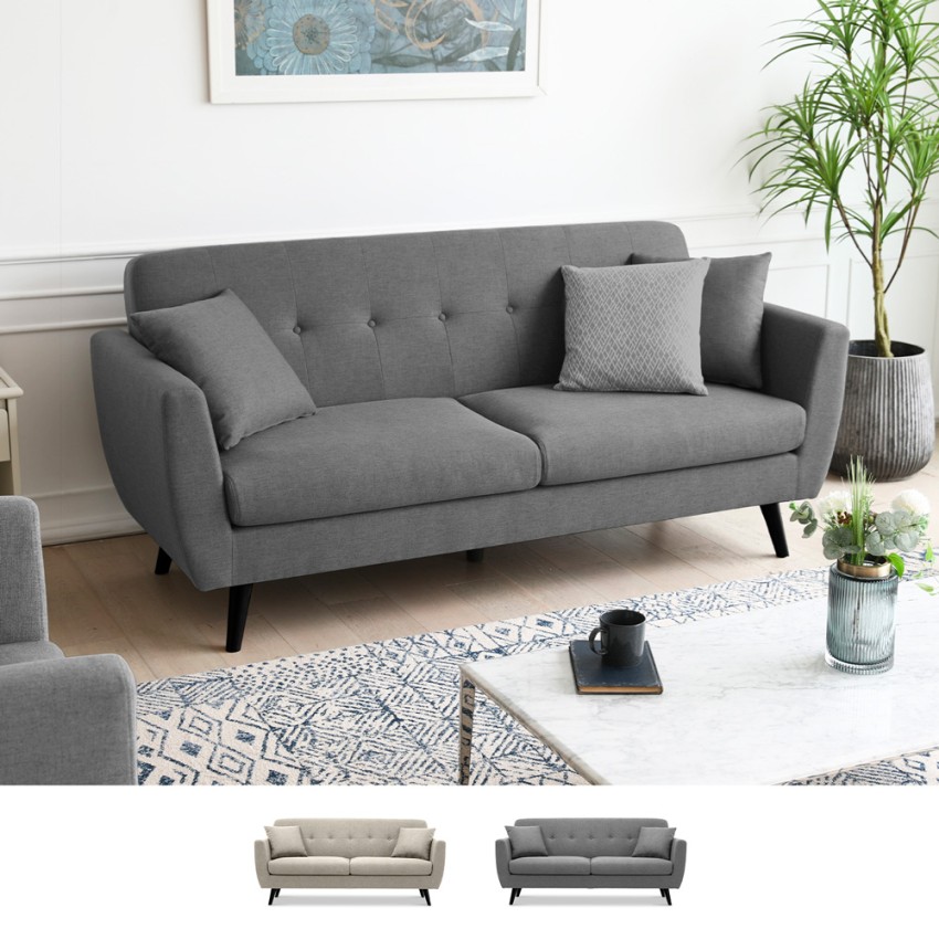 Divano soggiorno 3 posti moderno design nordico resistente 191cm Hayem - Foto 12 di 22
