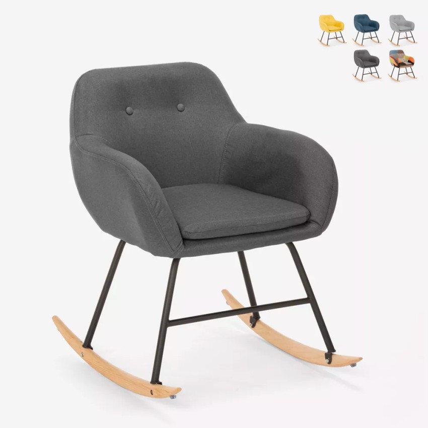 Sedia poltrona a dondolo design moderno patchwork tessuto Woodpecker - Foto 23 di 36