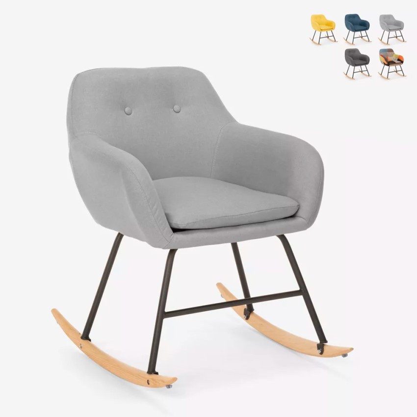 Sedia poltrona a dondolo design moderno patchwork tessuto Woodpecker - Foto 2 di 36