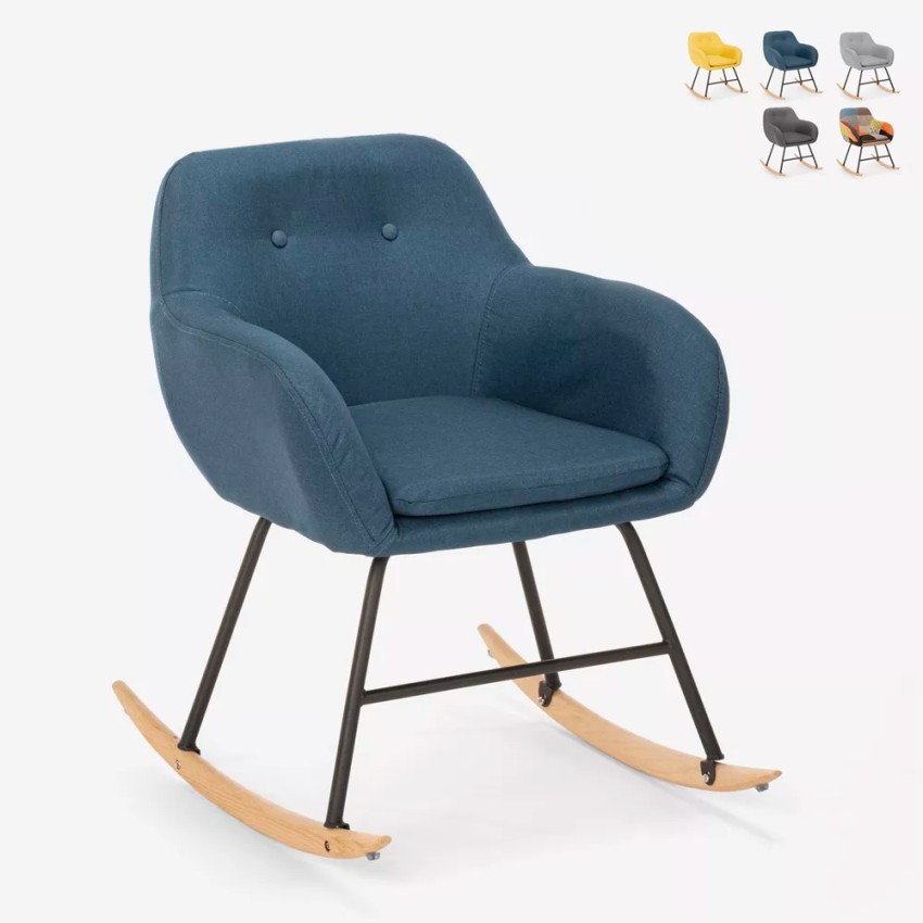 Sedia poltrona a dondolo design moderno patchwork tessuto Woodpecker - Foto 30 di 36