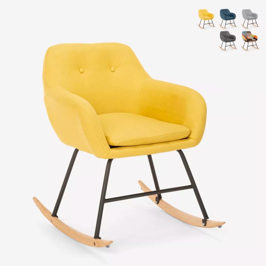 Sedia poltrona a dondolo design moderno patchwork tessuto Woodpecker - Foto 16 di 36