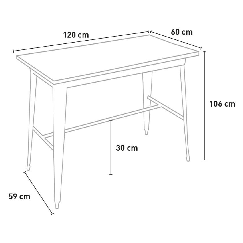 set tavolo alto bianco bar 120x60 4 sgabelli industriale navarro - Foto 9 di 19