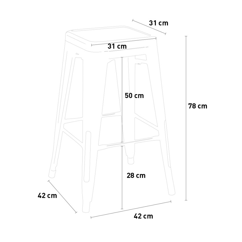 set tavolo alto bianco bar 120x60 4 sgabelli industriale navarro - Foto 10 di 19