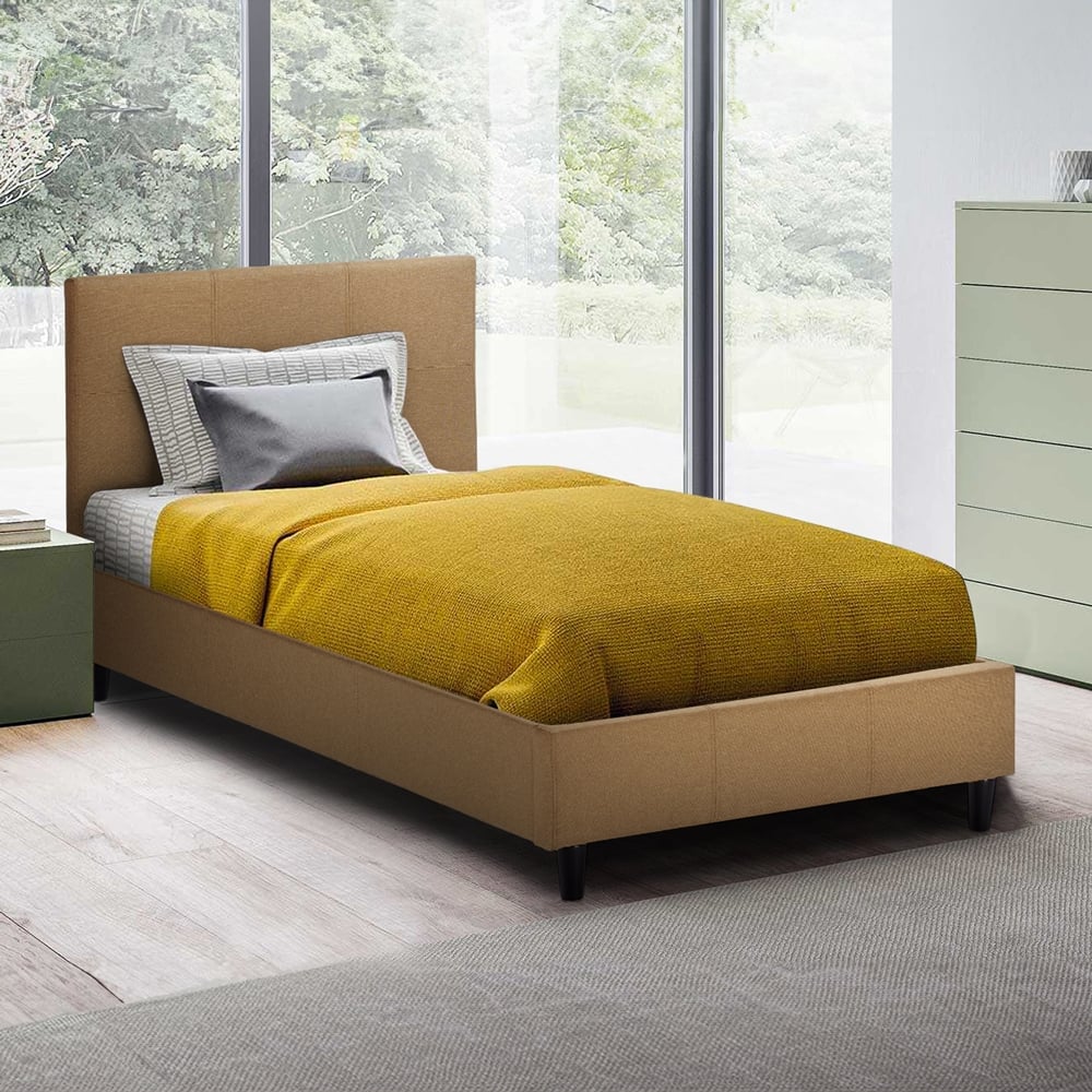 Letto singolo 1 piazza in tessuto con rete testiera 80x190 Lausanne Twin