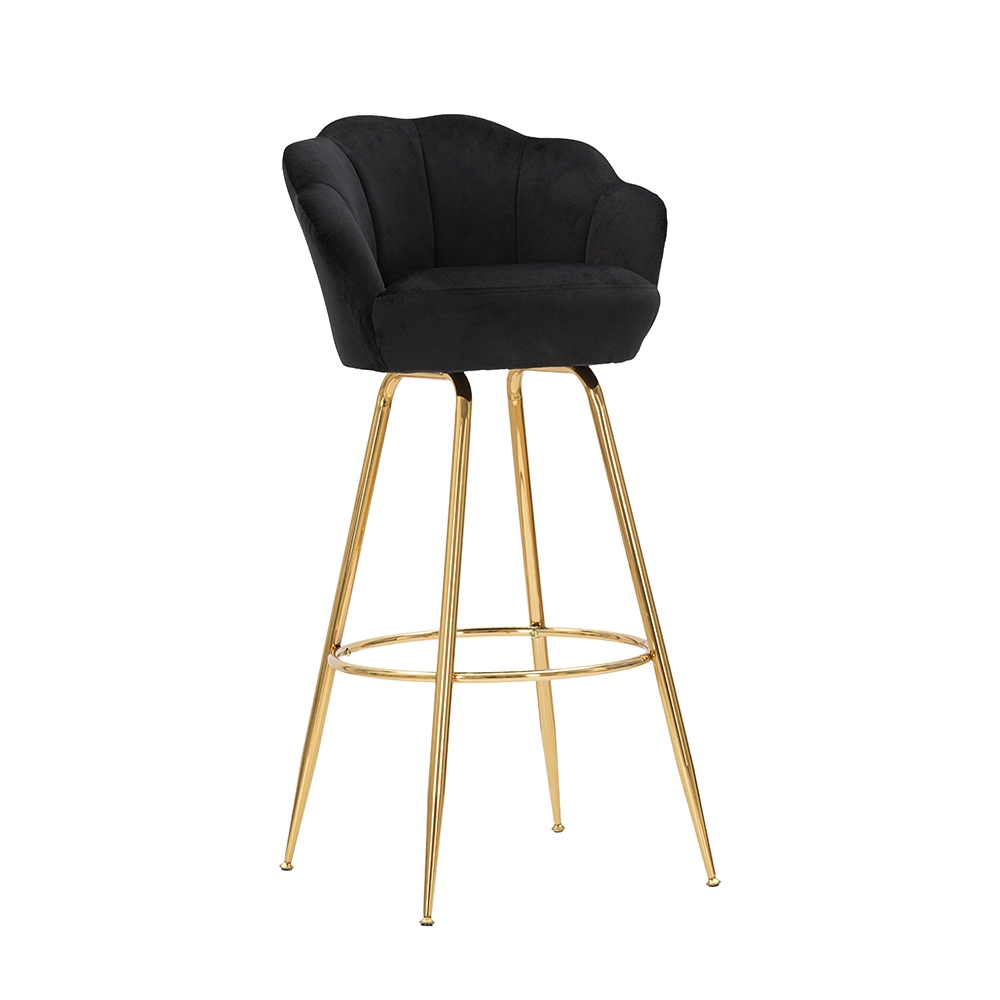 Sgabello bar cucina schienale a fiore gambe dorate h90cm Vienna - Foto 4 di 31