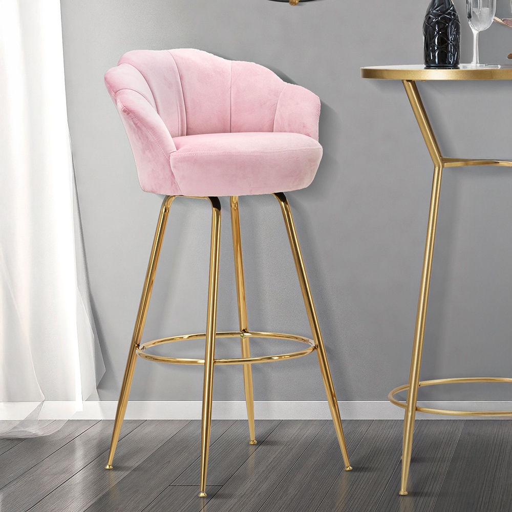 Sgabello bar cucina schienale a fiore gambe dorate h90cm Vienna - Foto 13 di 31