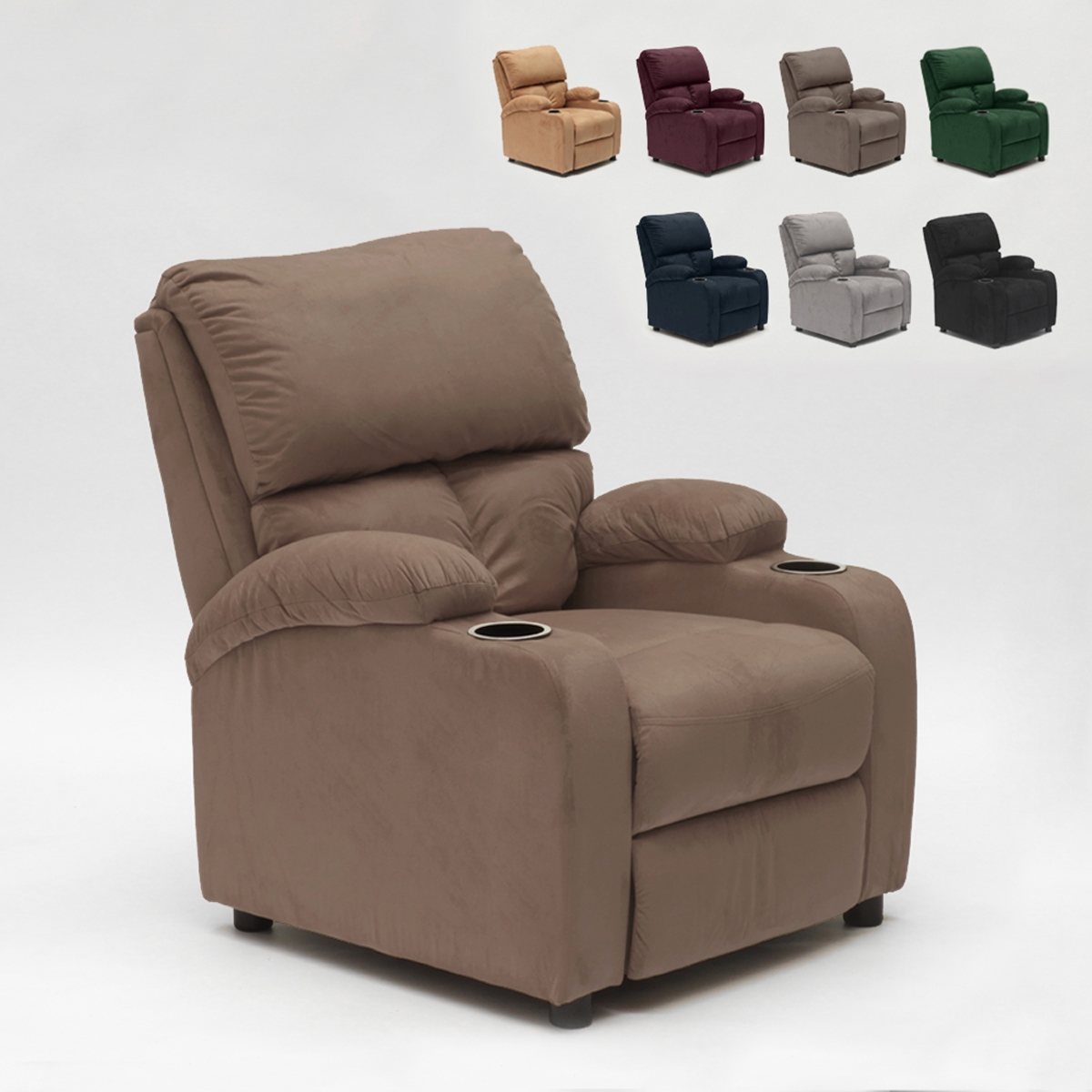 Poltrona Relax Reclinabile con Poggiapiedi in Microfibra Velluto Laura