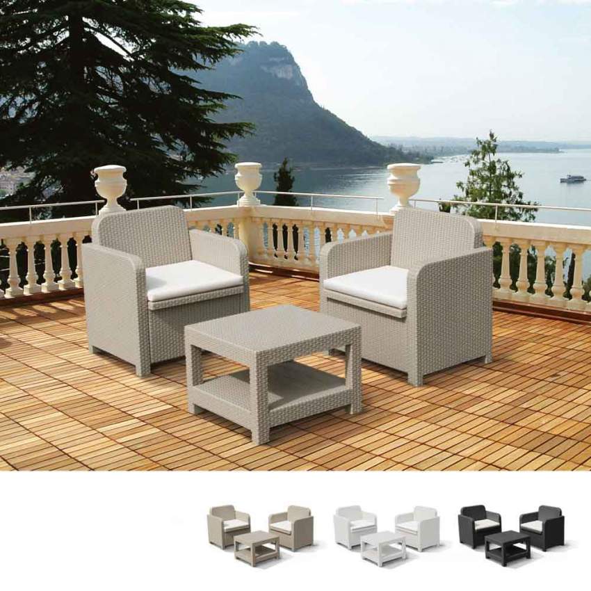 Salotto da esterni giardino poltrone Grand Soleil Giglio bar rattan 2 posti - Foto 7 di 13