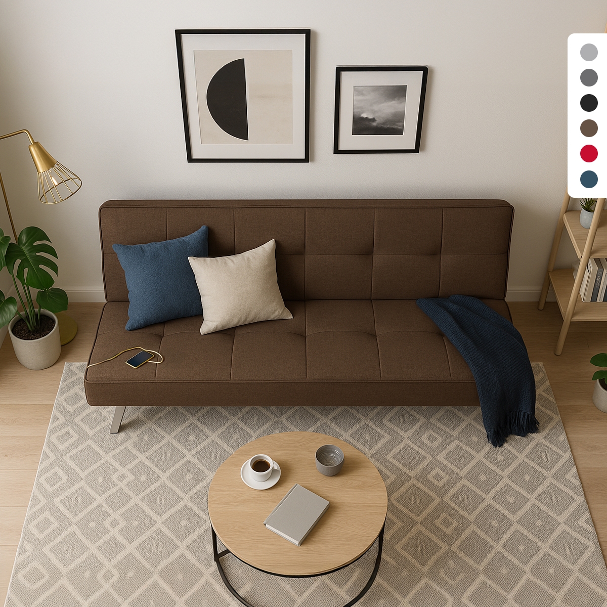 Divano letto in tessuto con porta USB e gambe in metallo design Astralis - Foto 43 di 50