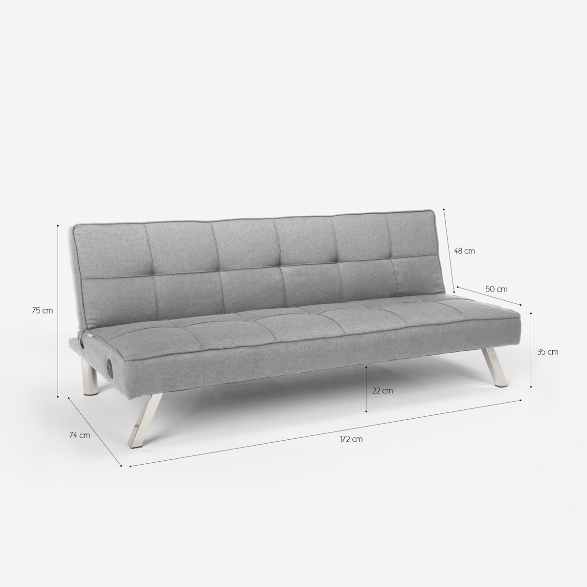 Divano letto in tessuto con porta USB e gambe in metallo design Astralis - Foto 9 di 50