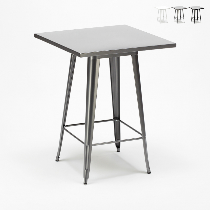 tavolino alto per sgabelli industrial acciaio metallo 60x60 nut - Foto 14 di 19