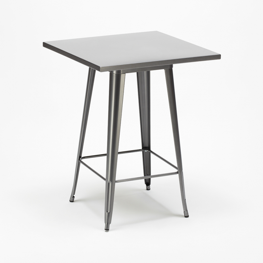 tavolino alto per sgabelli industrial acciaio metallo 60x60 nut - Foto 16 di 19