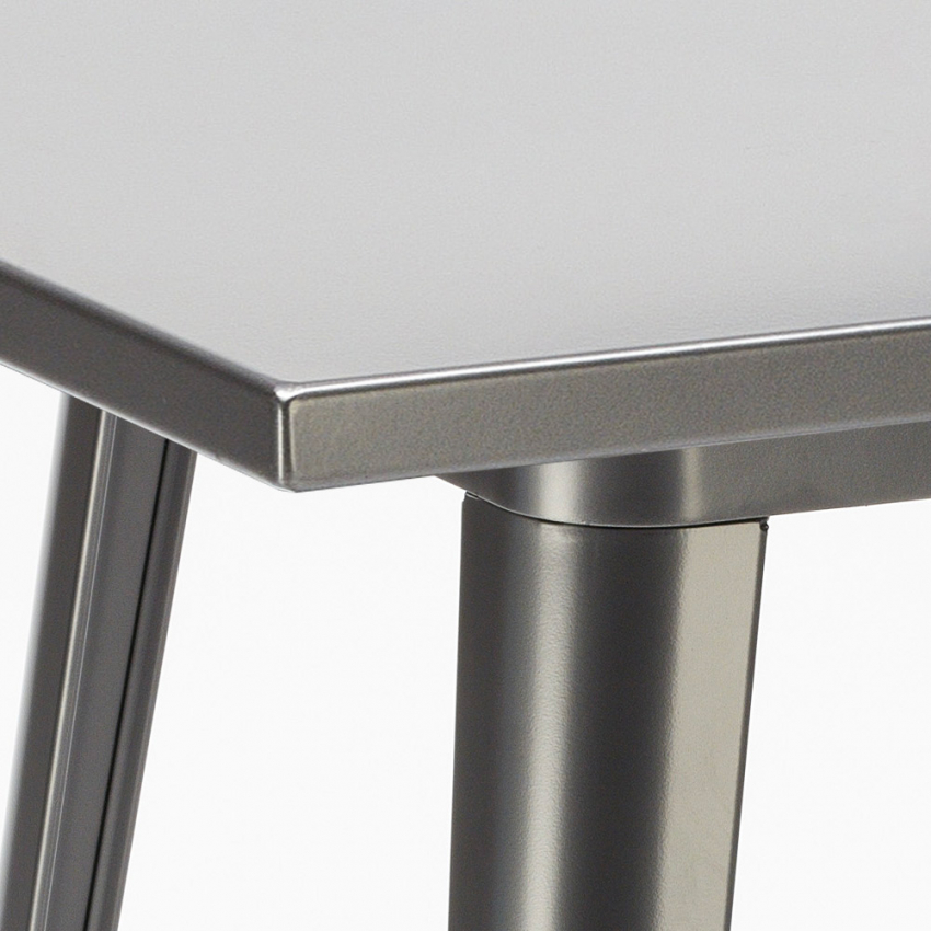 tavolino alto per sgabelli industrial acciaio metallo 60x60 nut - Foto 18 di 19