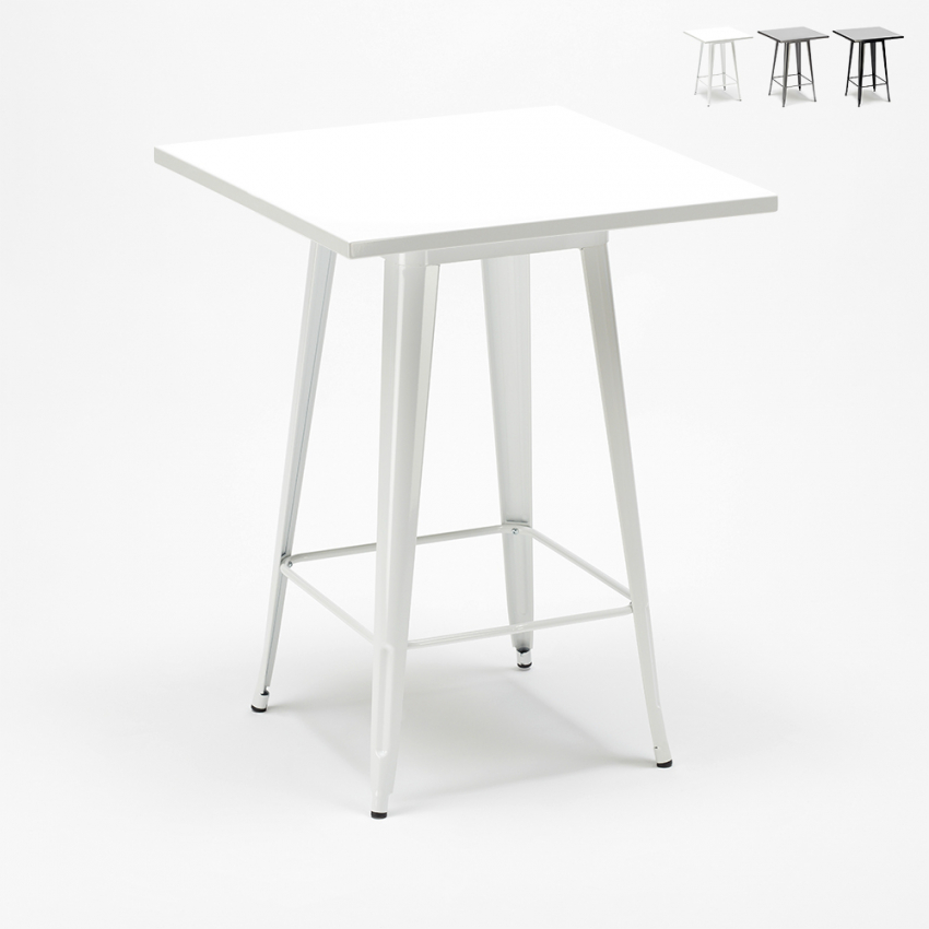 tavolino alto per sgabelli industrial acciaio metallo 60x60 nut - Foto 8 di 19