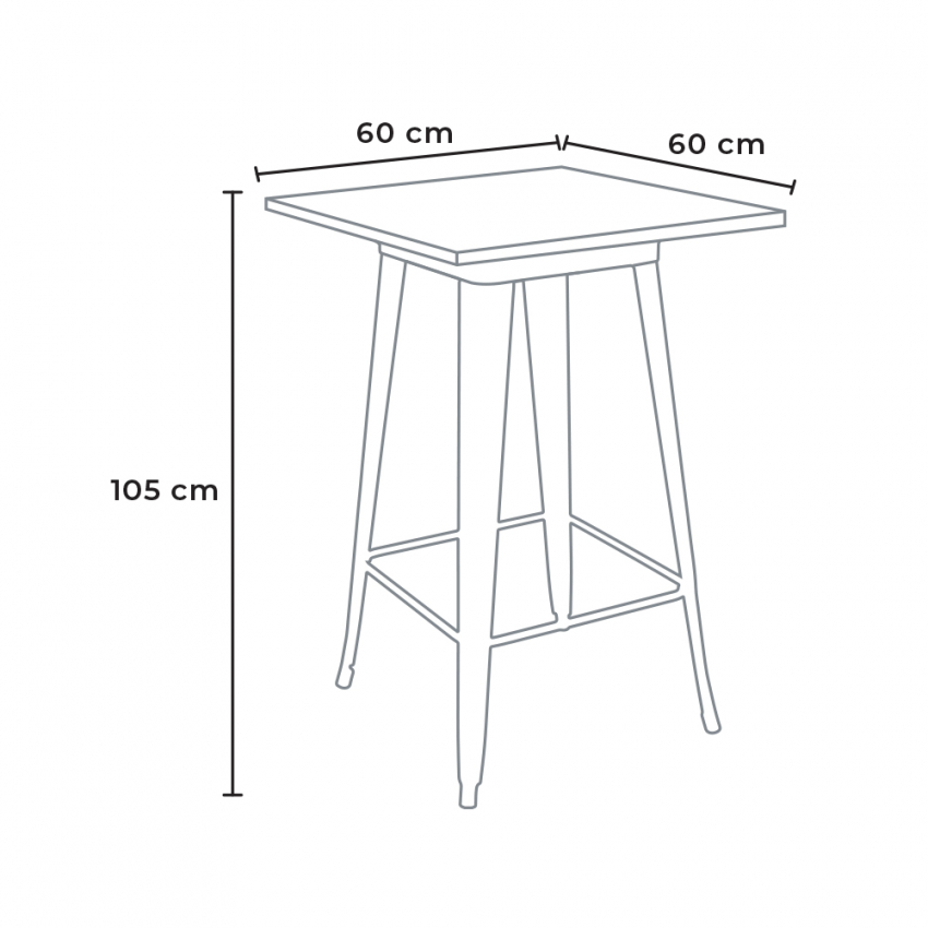 tavolino alto per sgabelli industrial acciaio metallo 60x60 nut - Foto 7 di 19