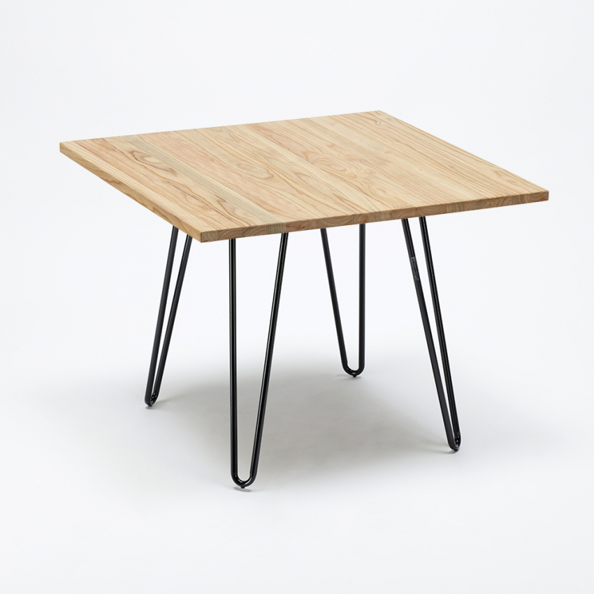 tavolo quadrato e sedie in metallo e legno in stile industriale set tribeca - Foto 5 di 43