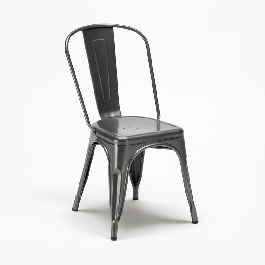 tavolo quadrato e sedie in metallo e legno in stile industriale set tribeca - Foto 41 di 43