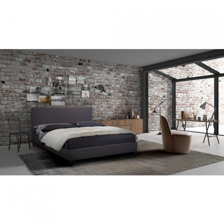 Letto matrimoniale 2 piazze in tessuto con testiera 160x190 Lausanne King - Imagen 4 de 29