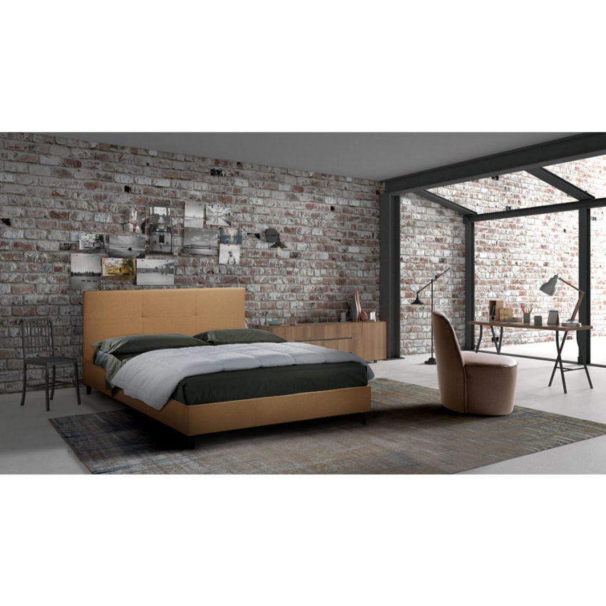 Letto matrimoniale 2 piazze in tessuto con testiera 160x190 Lausanne King - Imagen 11 de 29