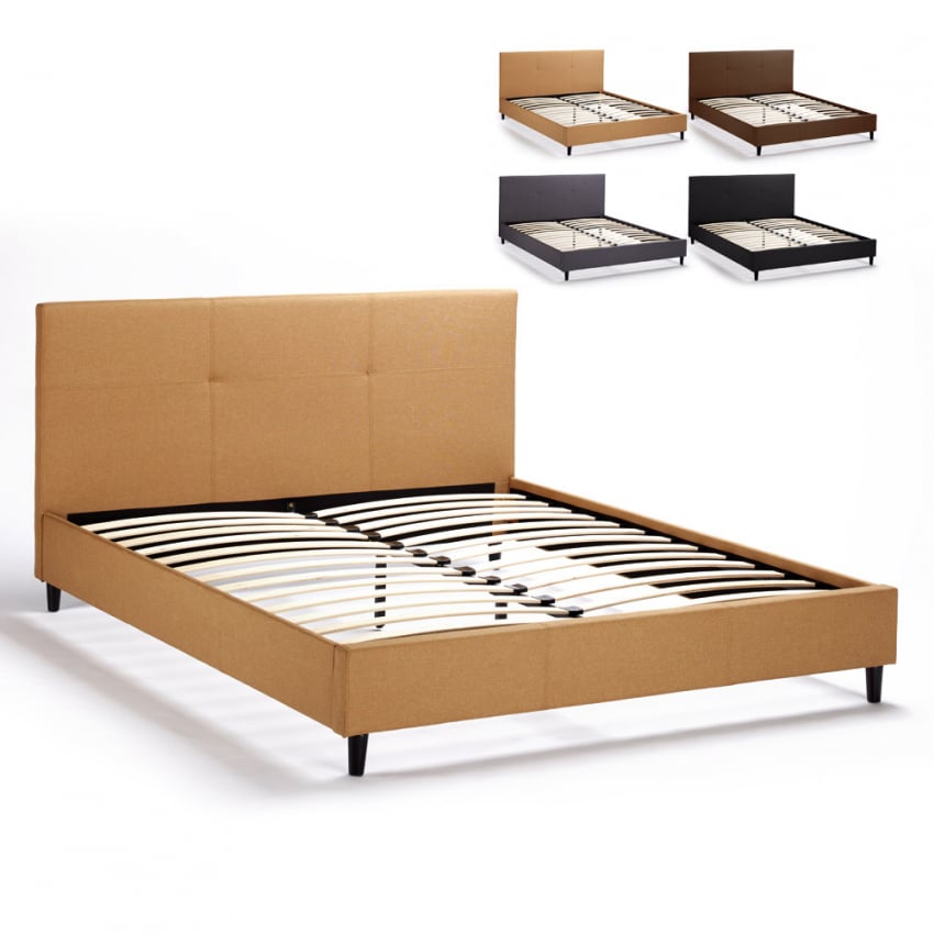 Letto matrimoniale 2 piazze in tessuto con testiera 160x190 Lausanne King - Imagen 10 de 29