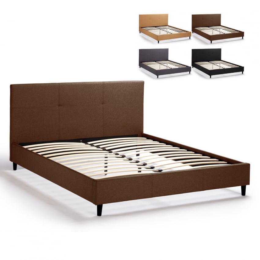 Letto matrimoniale 2 piazze in tessuto con testiera 160x190 Lausanne King - Imagen 24 de 29