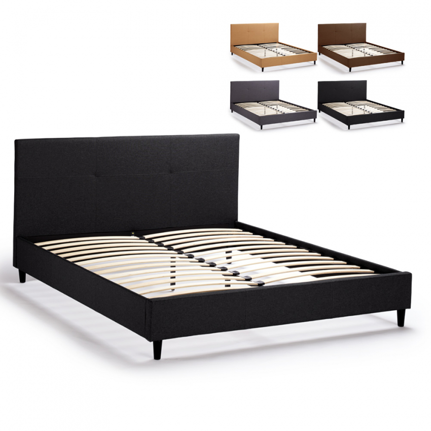 Letto matrimoniale 2 piazze in tessuto con testiera 160x190 Lausanne King - Imagen 17 de 29