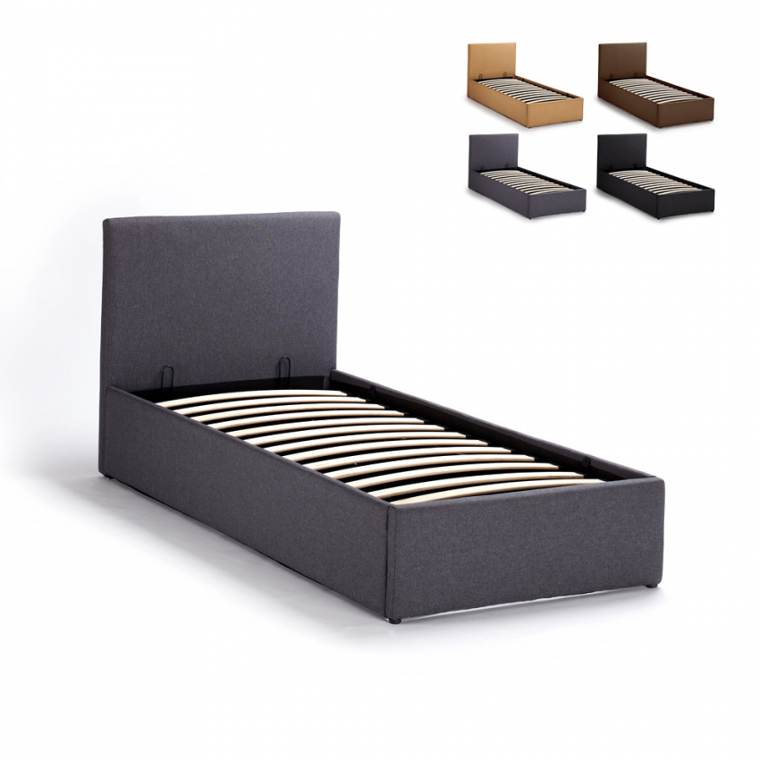 Letto singolo 1 piazza con rete e contenitore 80x190 Basel Twin - Foto 3 di 33