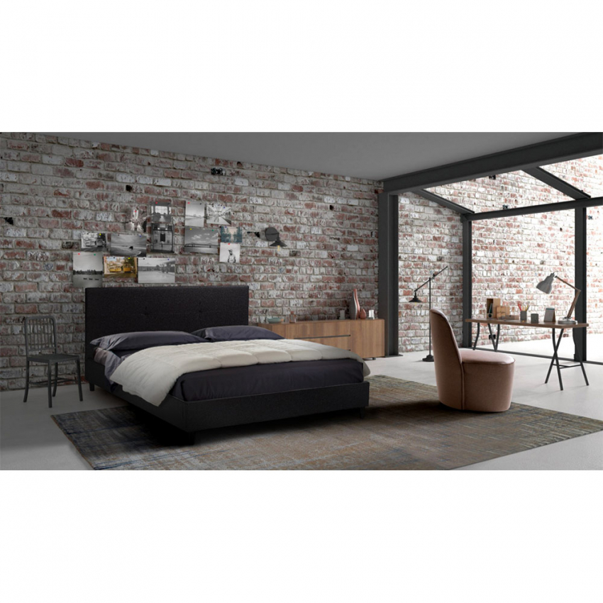 Letto matrimoniale 2 piazze in tessuto con testiera 160x190 Lausanne King - Imagen 18 de 29