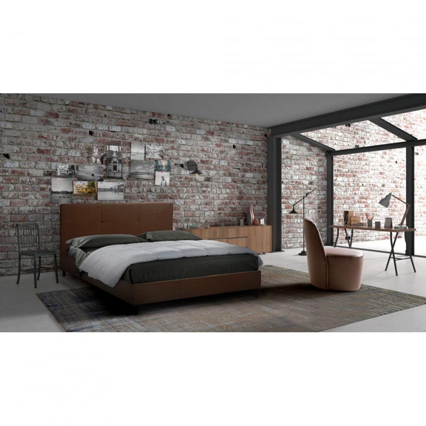 Letto matrimoniale 2 piazze in tessuto con testiera 160x190 Lausanne King - Imagen 25 de 29