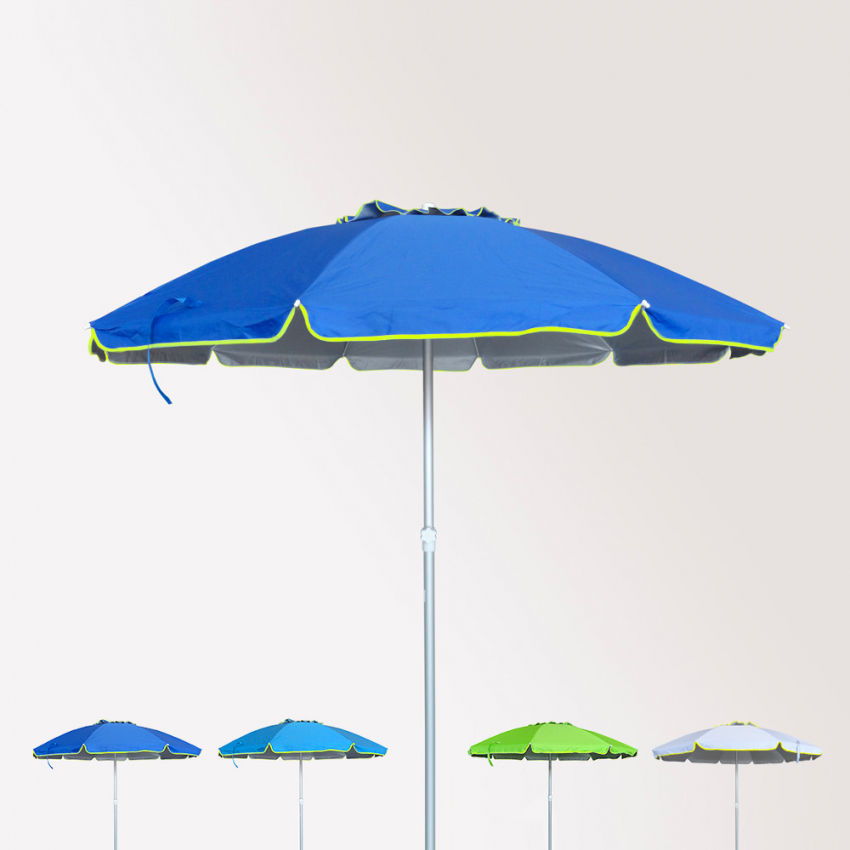 Ombrellone mare spiaggia 240 cm alluminio soffietto antivento protezione uv ROMA