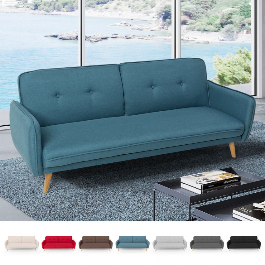 Divano letto clic clac 3 posti reclinabile design nordico in tessuto Merida - Foto 30 di 50