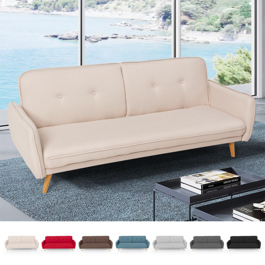 Divano letto clic clac 3 posti reclinabile design nordico in tessuto Merida - Foto 9 di 50