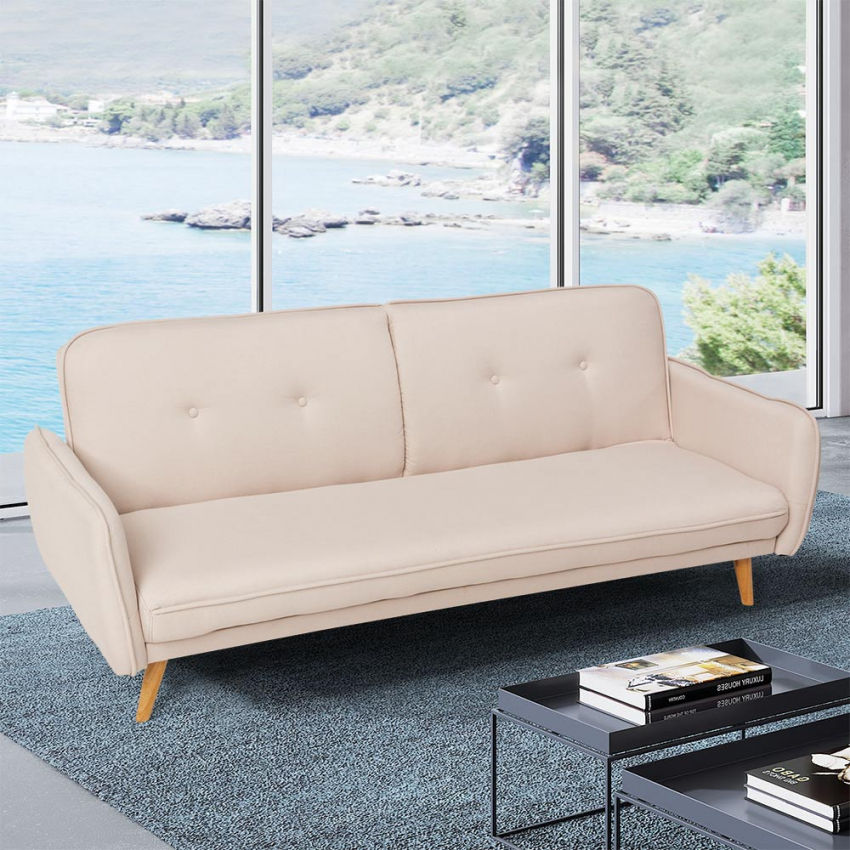 Divano letto clic clac 3 posti reclinabile design nordico in tessuto Merida - Foto 10 di 50