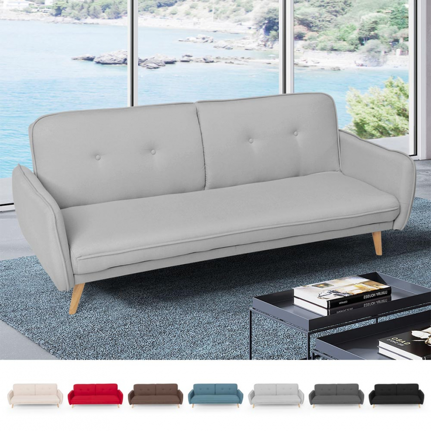 Divano letto clic clac 3 posti reclinabile design nordico in tessuto Merida - Foto 2 di 50
