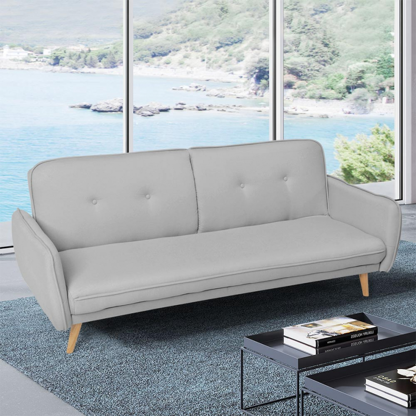Divano letto clic clac 3 posti reclinabile design nordico in tessuto Merida - Foto 3 di 50