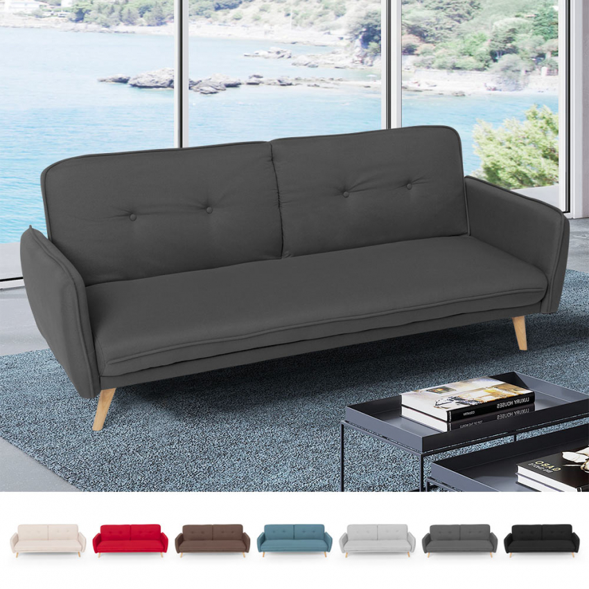 Divano letto clic clac 3 posti reclinabile design nordico in tessuto Merida - Foto 37 di 50
