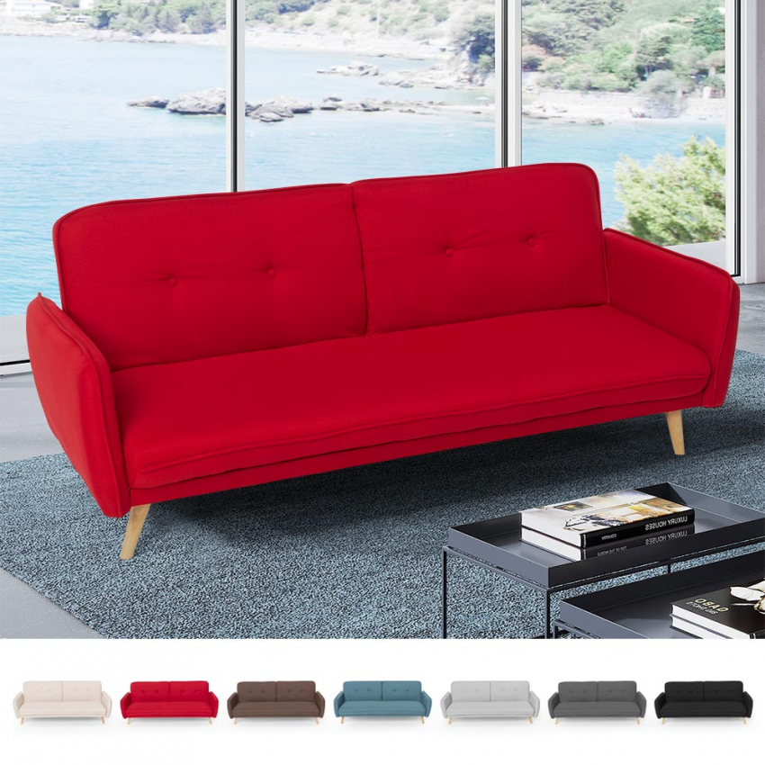 Divano letto clic clac 3 posti reclinabile design nordico in tessuto Merida - Foto 16 di 50