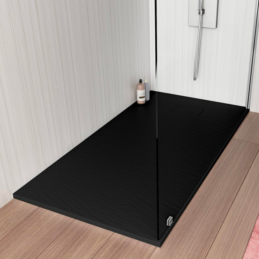 Piatto doccia filo pavimento in resina rettangolare 110x70 bagno moderno Stone - Foto 31 di 38