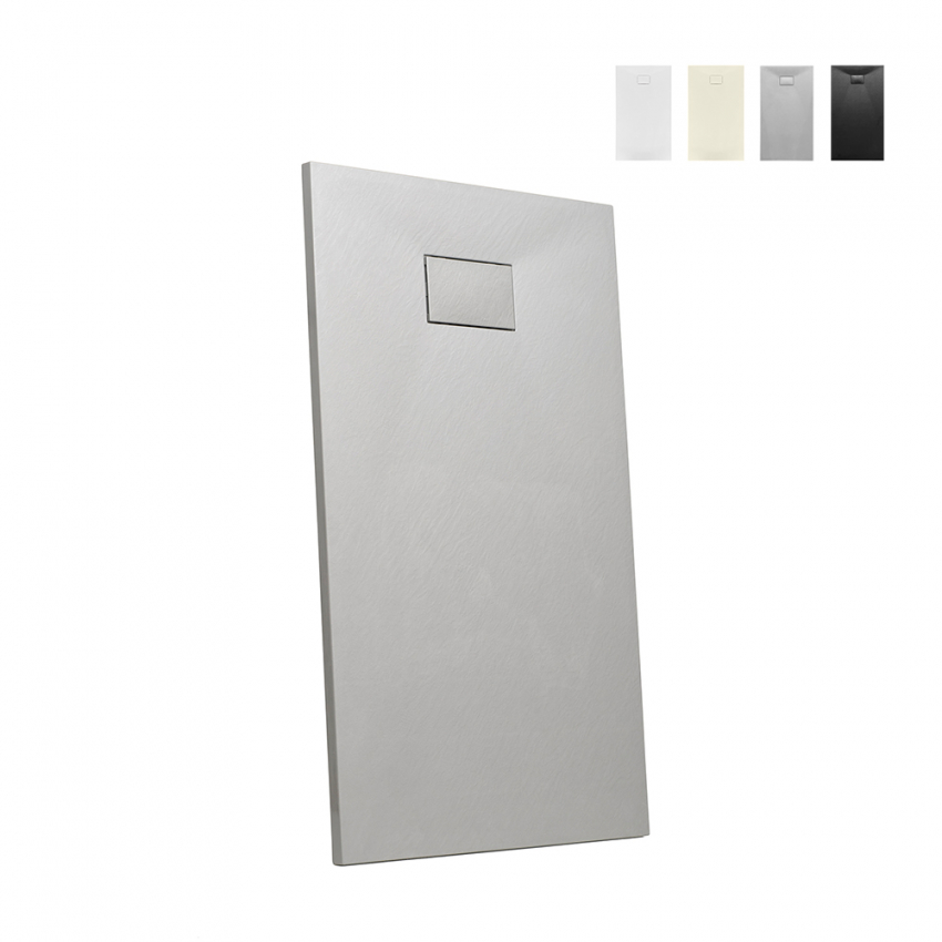 Piatto doccia filo pavimento in resina rettangolare 110x70 bagno moderno Stone - Foto 2 di 38