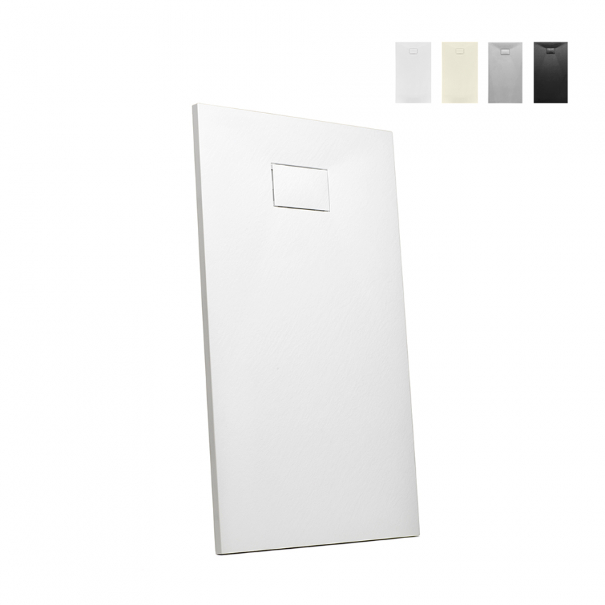Piatto doccia filo pavimento in resina rettangolare 110x70 bagno moderno Stone - Foto 21 di 38