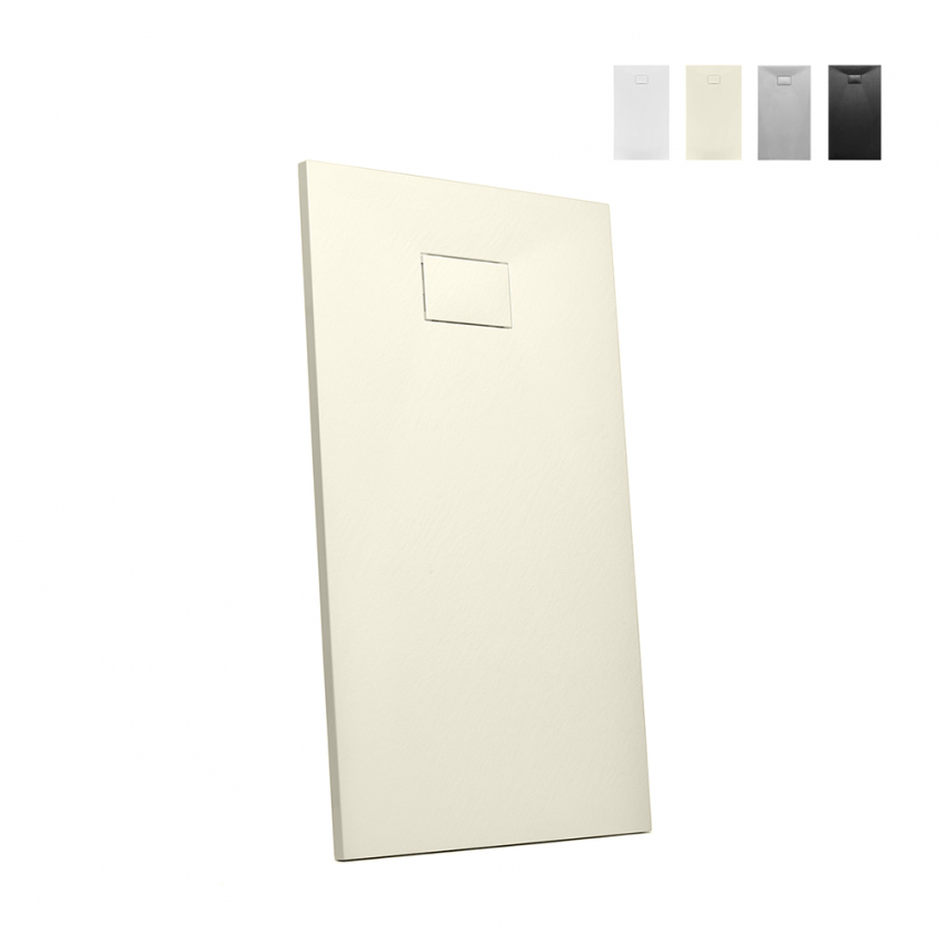 Piatto doccia filo pavimento in resina rettangolare 110x70 bagno moderno Stone - Foto 13 di 38