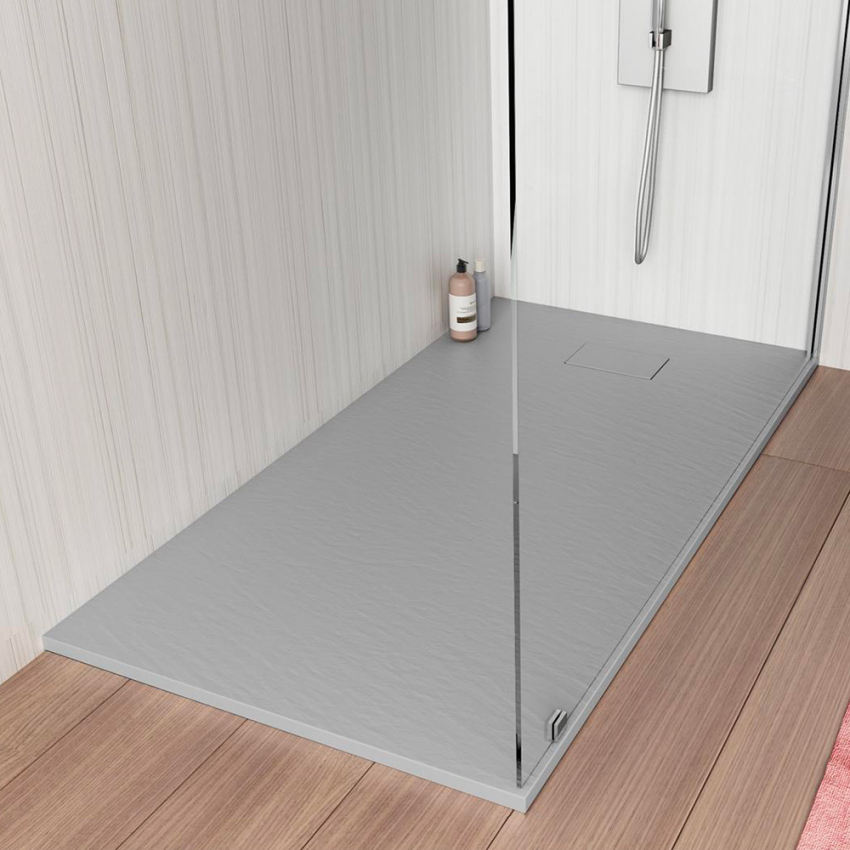 Piatto doccia filo pavimento rettangolare in resina 120x90 Stone - Foto 3 di 38
