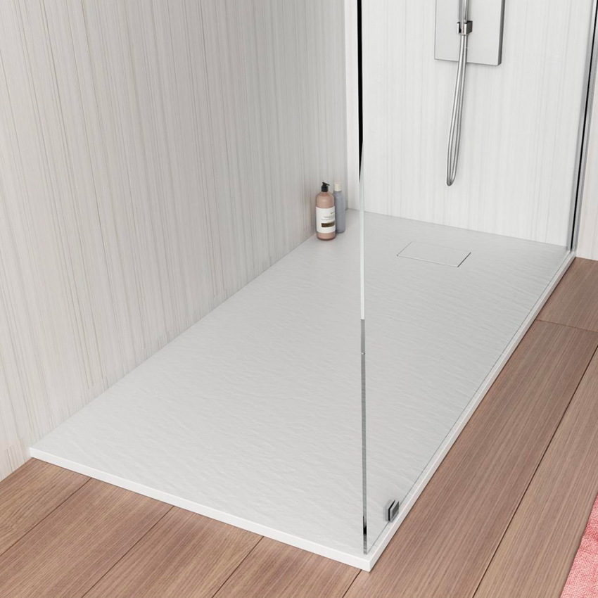 Piatto doccia filo pavimento rettangolare in resina 120x90 Stone - Foto 22 di 38